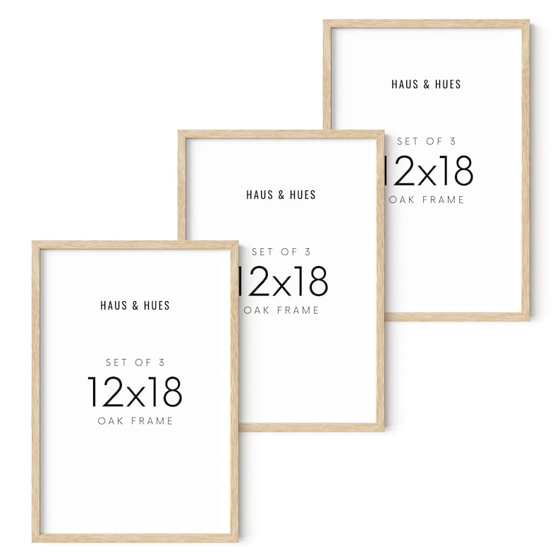 Haus and Hues 12 by 18 Picture Frame Set of 1 12 x 18 Poster Frame, 18x12 Light Wood Frame, 12x18 Frame, 12 x 18 Frame Natural Wood 12x18 Beige set of 3
