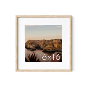 16x16 Beige Picture Frame: Natural Oak Wood Square Gallery Wall Frame