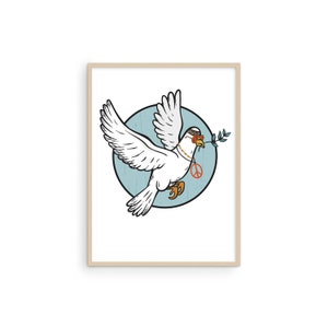 Haus & Hues Dove of Peace Hippie Posters for Bedroom - Dove Print Poster Hippie Wall Art | Doves Wall Decor Indie Posters
