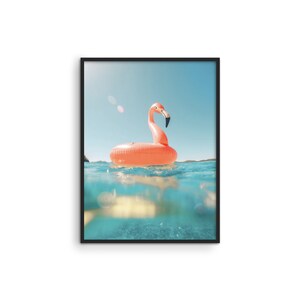 Flamingo Floater Print: Beach Wall Art