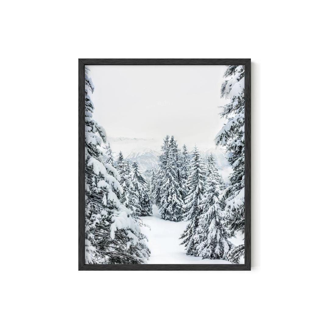 Winter Pine Trees Print: Snowy Forest Wall Art - Etsy