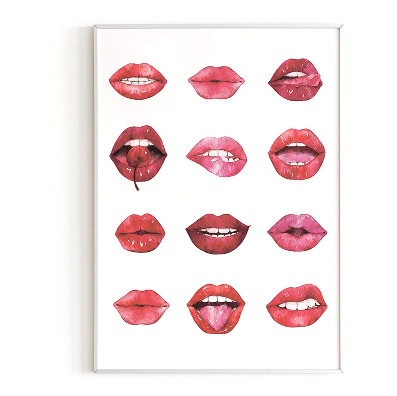 Lips Wall Art Red Lips Print Dope Posters College Dorm Room Etsy