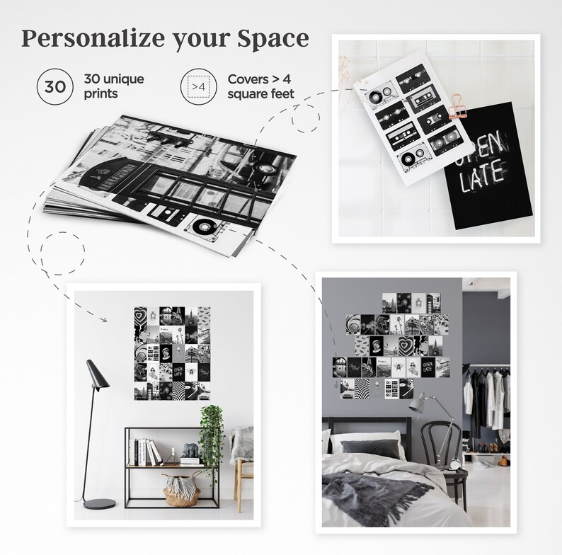 Haus and Hues Black and White Wall Decor Photo Collage Kit - Aesthetic ...