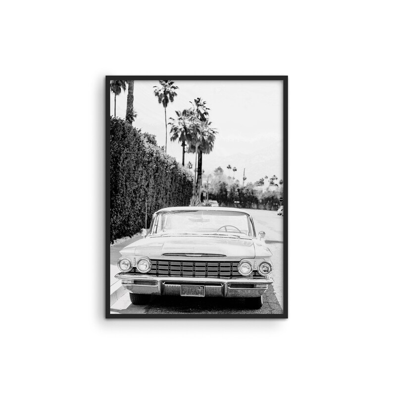 Black and White Vintage Car Poster by Haus and Hues Black Etsy