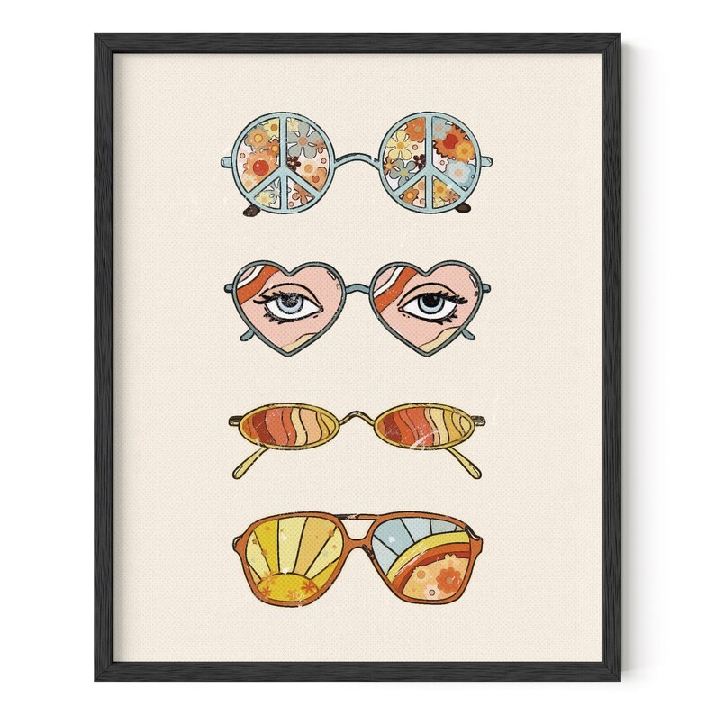 Haus and Hues Sunglasses Art Posters for Teen Girls Room Retro Indie Posters Aesthetic Trippy Wall Art Retro Posters image 2