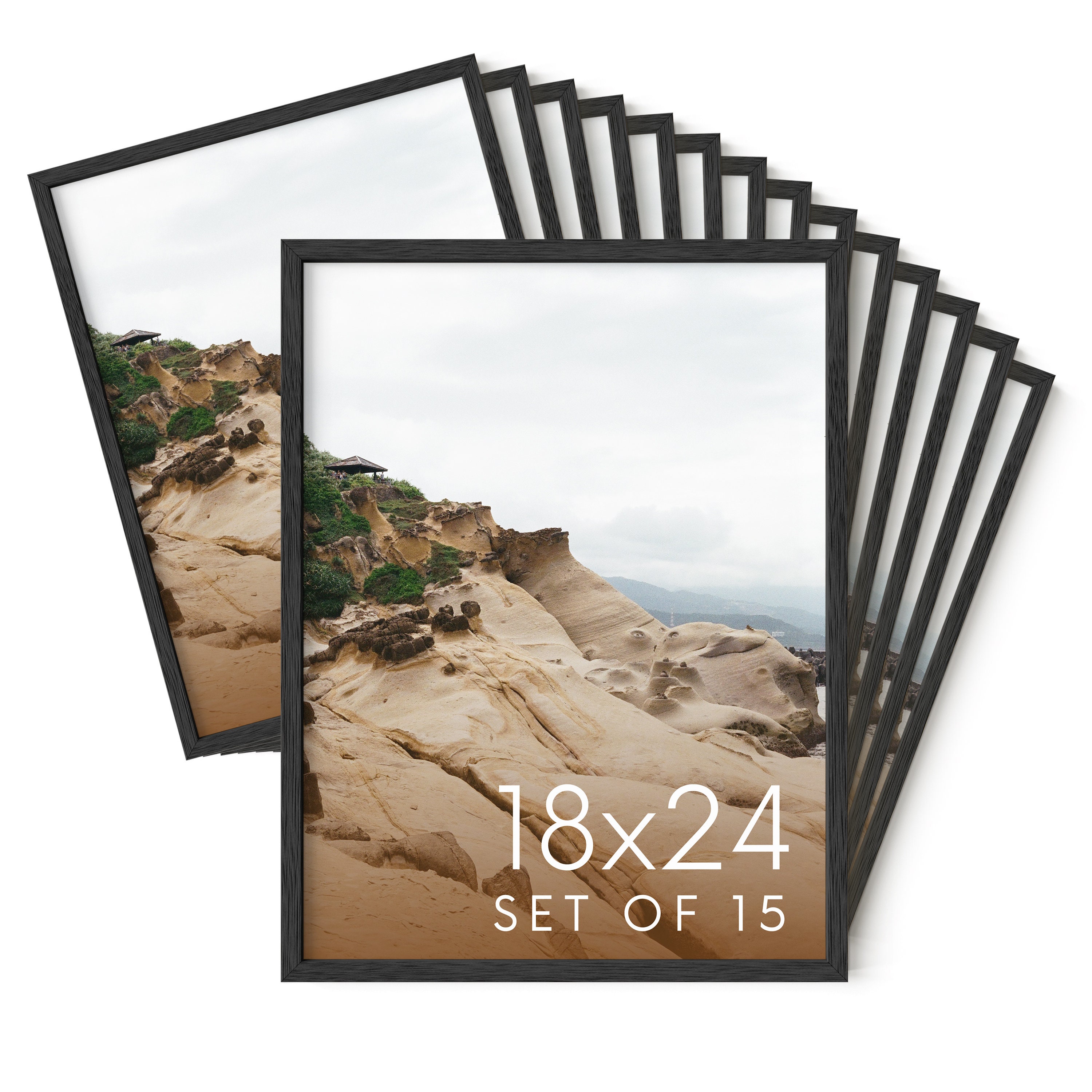 Sleek Minimalist Modernism 16x24 Poster Frame Set 2 - Premium Black
