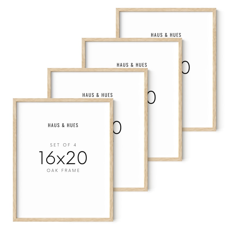 Haus and Hues 16x20 Natural Wood Frames for Posters, 16x20 Beige Frame Wood, 16x20 Poster Frames for Wall, 16x20 Frame Light Wood, Picture 16x20-Set of 4 Beige