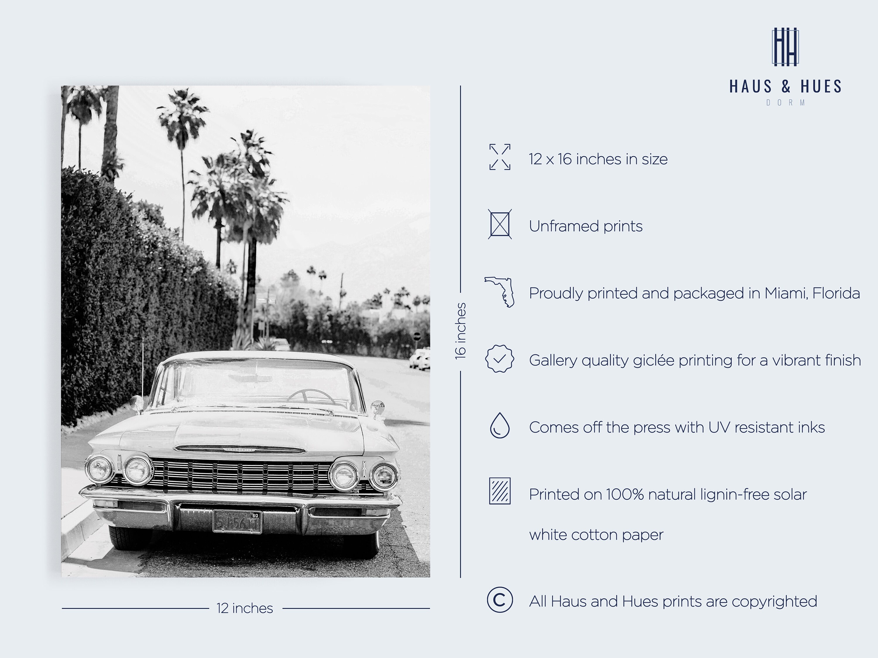 Black and White Vintage Car Poster By Haus and Hues Black Etsy