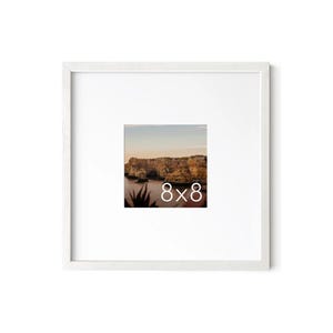 Cadre photo en bois blanc 8 x 8 : cadres photo carrés avec passe-partout