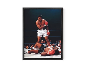 Impression d'art de boxe Muhammad Ali vs Sonny Liston : affiche de sport motivante