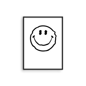 Smiley Face Poster White Wavy Smiley - By Haus and Hues | Cool Posters for Room Aesthetic Dope Paintings Edgy Poster