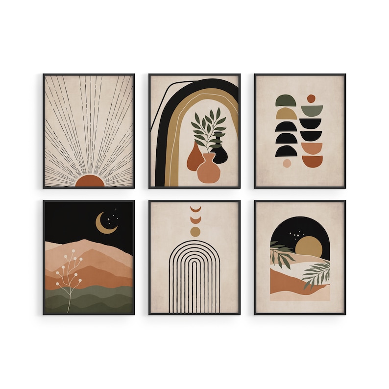 Haus and Hues Mid Century Modern Wall Art Set of 6 Boho Etsy