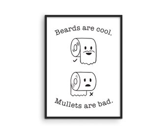 Haus and Hues Funny Bathroom Decor & Bathroom Prints - Funny Bathroom Signs Beard Mullet