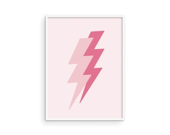 Pink Lightning Bolt Print: Trendy Teen Girl Room Decor