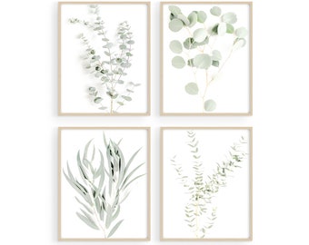 Haus and Hues Botanical Plant Wall Art Prints - Set of 4 Plant Wall Decor Minimalist Wall Art Boho Leaf Eucalyptus Decor, UNFRAMED 8"x10"