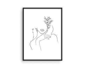 Haus and Hues Minimalist Wall Art Line Art Wall Decor Silhouette Poster Minimalist Wall Decor Female Figure Wall Art