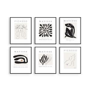 Haus and Hues Henri Matisse Posters and Picasso Wall Art - Set of 6 Matisse Prints and Picasso Posters Henri Matisse Prints Framed/Unframed