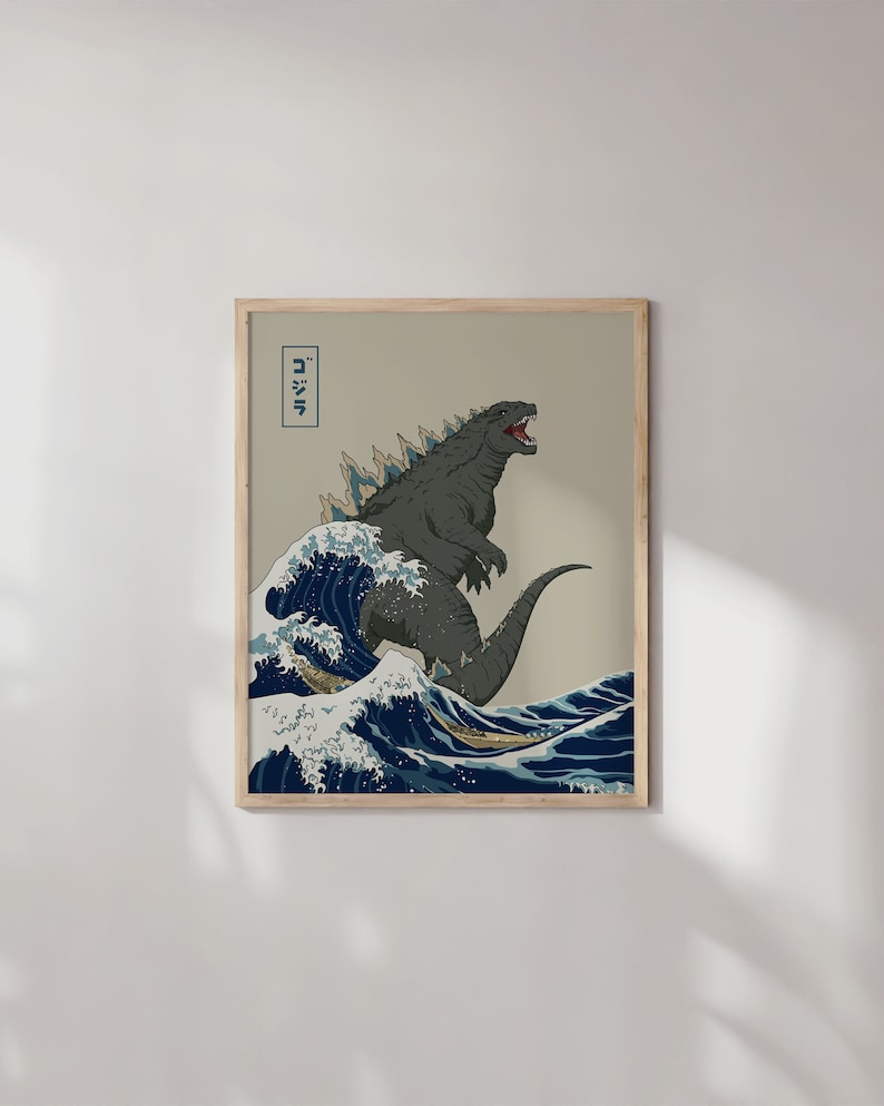 Haus and Hues Godzilla Poster Japanese Wall Art Godzilla Posters for Walls Japanese Art Godzilla Posters Godzilla Wall Art image 4