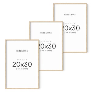Natural Oak Wood 20x30 Picture Frame 20x30 Beige set of 3