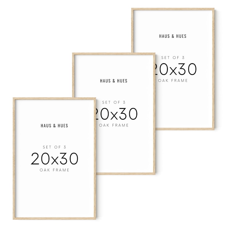 Natural Oak Wood 20x30 Picture Frame 20x30 Beige set of 3