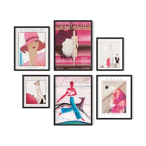 Pósteres vintage estéticos de Haus and Hues: decoración de pared con arte de alta costura, obras de arte rosa para paredes, pósteres de moda, arte mural vintage, pared glam.