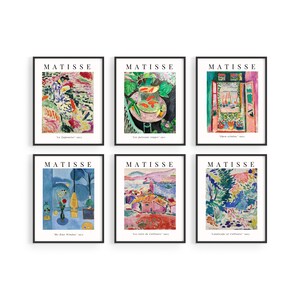 Haus and Hues Aesthetic Posters, Matisse Poster - Set of 6 Matisse Wall Art, Wall Posters Aesthetic, Matisse Prints, Art Exhibition Poster