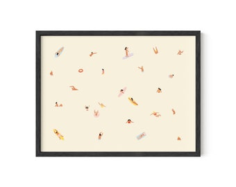 Beach Scene Art Print – Beige Coastal Wall Decor