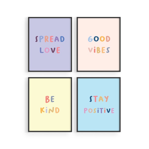 Haus and Hues Inspirational Wall Art Print Quotes - Set of 4 Motivational Art Prints Posters for Teen Girls Room Decor UNFRAMED, 8"x10"