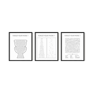 Haus and Hues Funny Bathroom Wall Decor - Set of 3 Funny "Forgot Your Phone" Bathroom Signs and Prints, Funny Wall Art