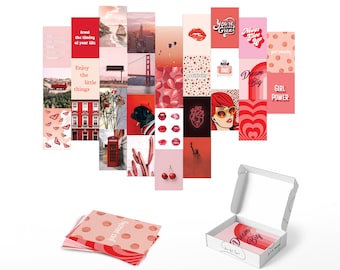 4" x 6" Red Aesthetic Posters for Wall Collage | Aesthetic Wall Collage Kit Prints | Aesthetic Pictures for Wall Collage
