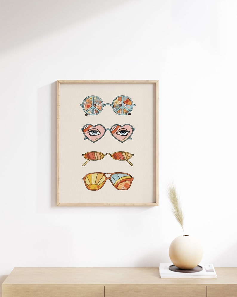 Haus and Hues Sunglasses Art Posters for Teen Girls Room Retro Indie Posters Aesthetic Trippy Wall Art Retro Posters image 3