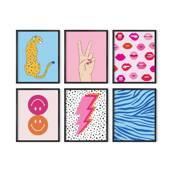 Haus and Hues Preppy Pictures for Wall - Set of 6 Pink Posters for Room Aesthetic, Dorm Posters (Unframed/Framed 8x10, 11x14, 16x20)