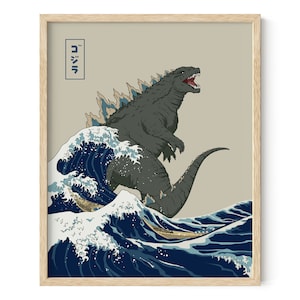 Haus and Hues Godzilla Poster Japanese Wall Art Godzilla Posters for Walls Japanese Art Godzilla Posters Godzilla Wall Art image 2