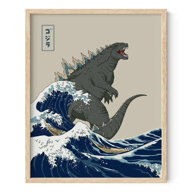 Haus and Hues Godzilla Poster Japanese Wall Art Godzilla Posters for Walls Japanese Art Godzilla Posters Godzilla Wall Art image 2