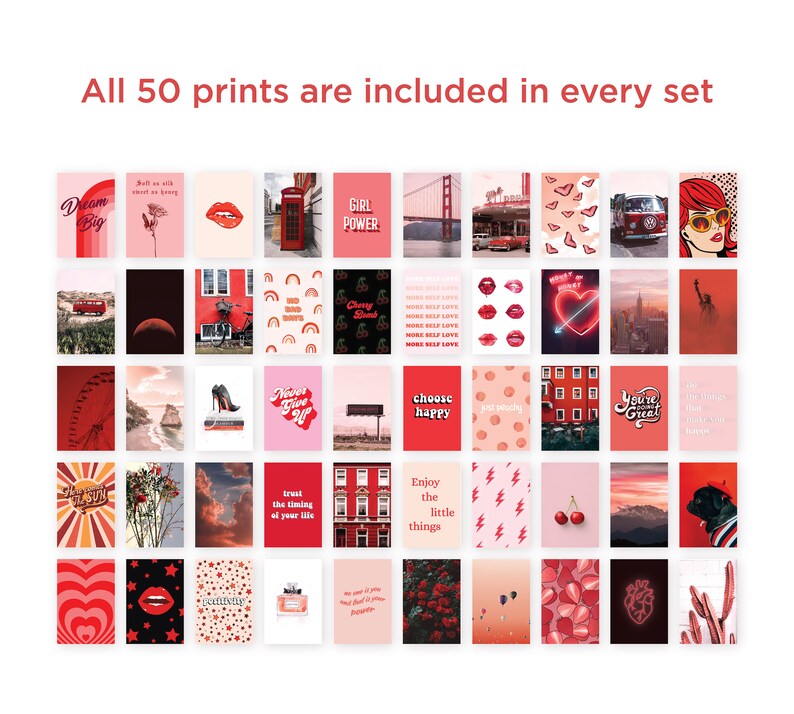 4 x 6 Red Aesthetic Posters for Wall Collage Aesthetic Wall Collage Kit Prints Aesthetic Pictures for Wall Collage image 8