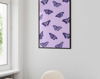 Haus and Hues Butterfly Poster Purple Wall Art Purple 