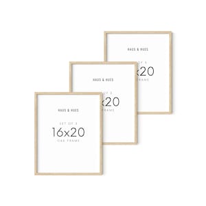 Haus and Hues 16x20 Natural Wood Frames for Posters, 16x20 Beige Frame Wood, 16x20 Poster Frames for Wall, 16x20 Frame Light Wood, Picture 16x20-Set of 3 Beige