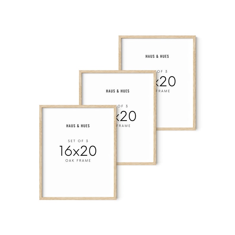 Haus and Hues 16x20 Natural Wood Frames for Posters, 16x20 Beige Frame Wood, 16x20 Poster Frames for Wall, 16x20 Frame Light Wood, Picture 16x20-Set of 3 Beige
