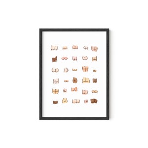 Haus and Hues Funny Bathroom Art Decor - Cute Bathroom Butts Collage Funny Bathroom Signs Funny Bathroom (UNFRAMED/FRAMED)