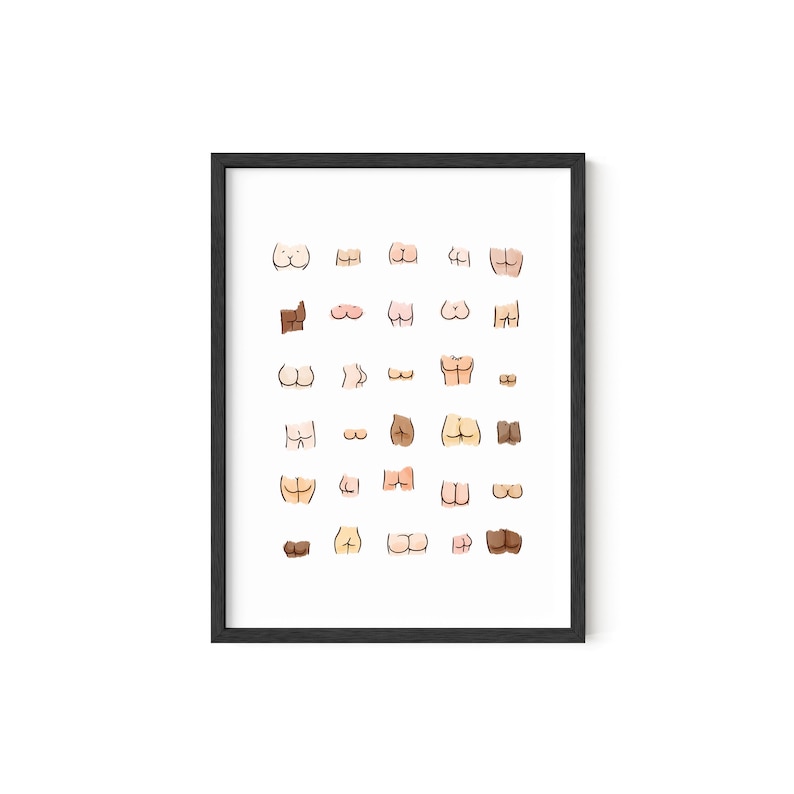 Haus and Hues Funny Bathroom Art Decor Cute Bathroom Butts Collage Funny Bathroom Signs Funny Bathroom UNFRAMED/FRAMED image 1