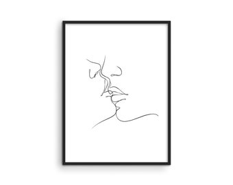 Silhouette in the window art print Couple kissing silhouette wall art Couple shadow poster Abstract woman printable art self love art