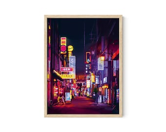 Neon Tokyo Street Art Print: Japanese Anime Poster
