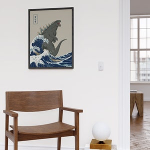 Haus and Hues Godzilla Poster Japanese Wall Art Godzilla Posters for Walls Japanese Art Godzilla Posters Godzilla Wall Art image 3