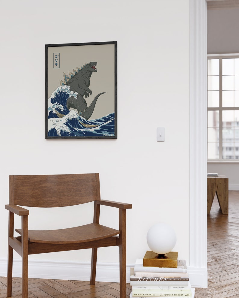 Haus and Hues Godzilla Poster Japanese Wall Art Godzilla Posters for Walls Japanese Art Godzilla Posters Godzilla Wall Art image 3