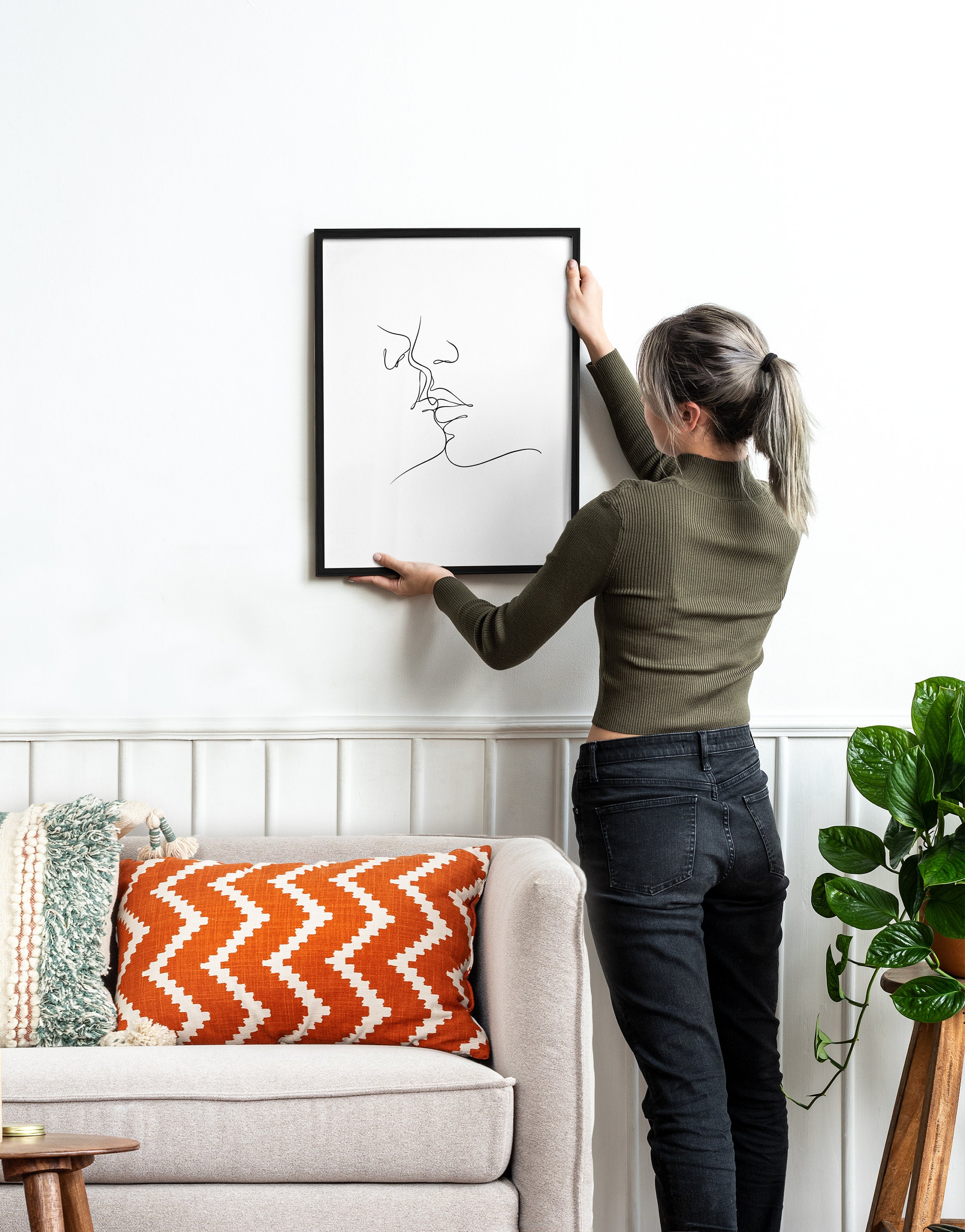 Silhouette in the window art print Couple kissing silhouette wall art Couple shadow poster Abstract woman printable art self love art Silhouette in the window art print Couple kissing silhouette wall art Couple shadow poster Abstract woman printable art self love art