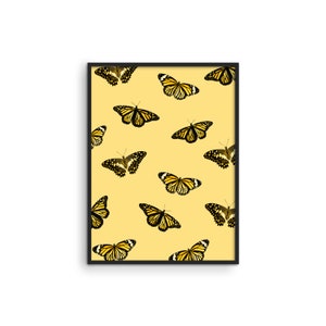 Haus and Hues Butterfly Pictures Wall Decor - Butterfly Wall Art Aesthetic Posters for Room, Yellow Wall Decor Butterfly Posters, Butterfly