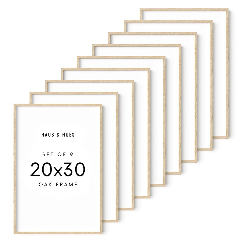 Natural Oak Wood 20x30 Picture Frame 20x30 Beige set of 9