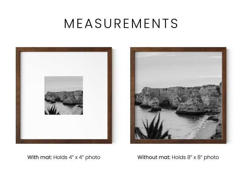 Square Walnut Frame Walnut Wood Picture Frame Set: 8x8 Square Frames With Mat - Etsy