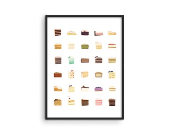 Pieces of Cake Kitchen Wall Art - By Haus and Hues | Gifts for Bakers Pastry Art Chef Art Cake Decor Cake Wall Art | UNFRAMED 12” x 16”
