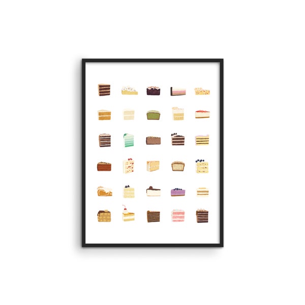 Pieces of Cake Kitchen Wall Art - By Haus and Hues | Gifts for Bakers Pastry Art Chef Art Cake Decor Cake Wall Art